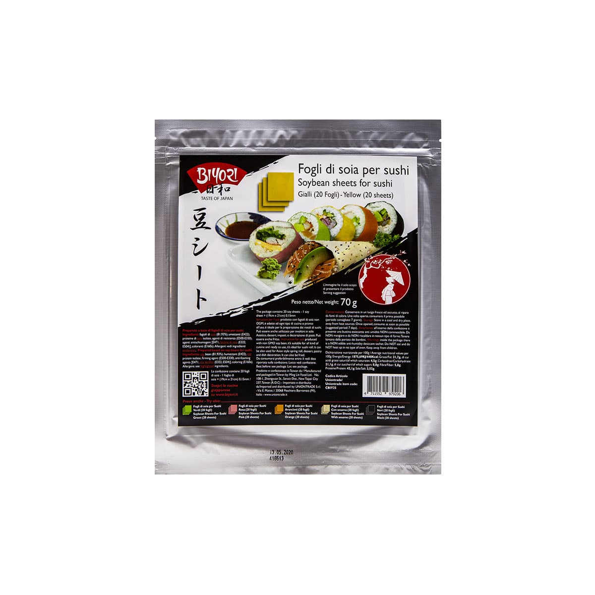 Fogli di Soia per Sushi Giallo 20 Fogli - 70g